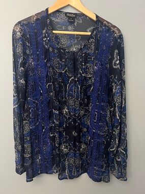 Lucky Brand Embroidered Sheer Blouse
